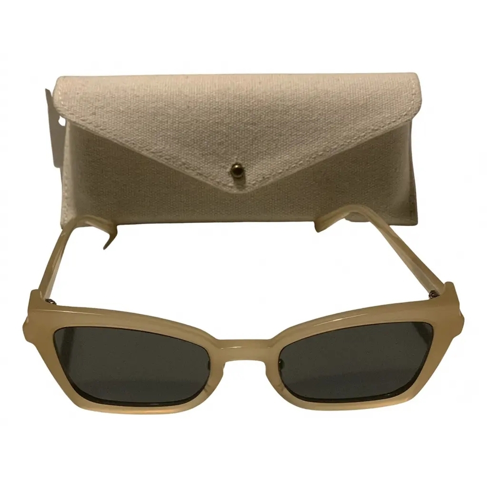 Beige Rectangle Frame Sunglasses with Case - Women Accessories (never worn)